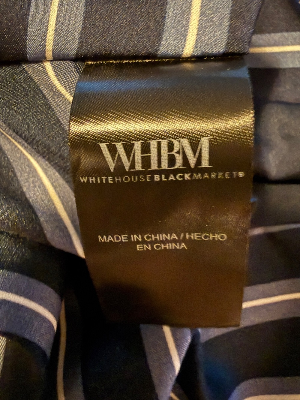 WHBM White House Black Market One Shoulder Striped Tie Waist Blouse Size 6 - Picture 3 of 9